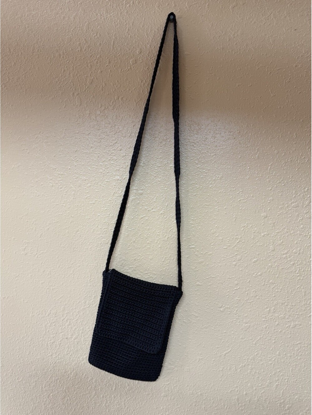 Black Crossbody Purse Woven Crochet Bohemian